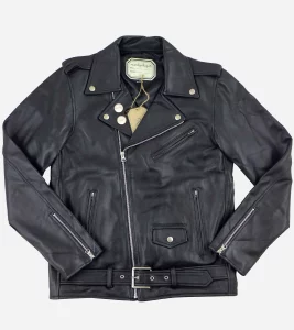 Blouson biker James byron, perfecto en cuir, marque Marty and Gus, couleur noir