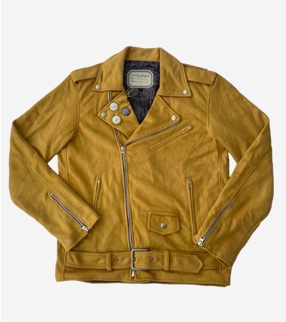 Blouson motard, blouson biker, Blouson en suedine moutarde