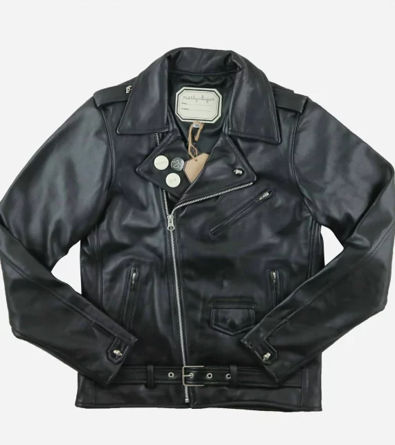Blouson biker cuir skulls, perfecto en cuir, Marque Marty and Gus, couleur noir